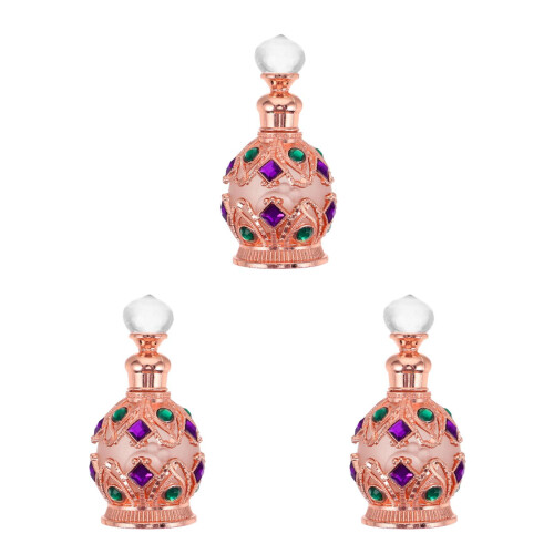 3Pcs Decorative Glass Bottles Refillable Perfume Containers Multicolor 2