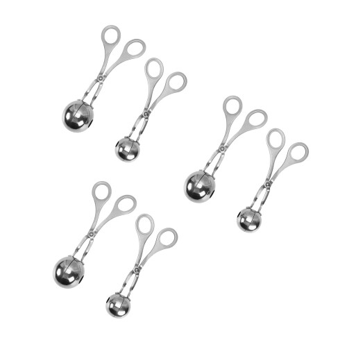 6Pcs Stainless Steel Meatball Maker Non-Stick Scoop with Handle Silver 1