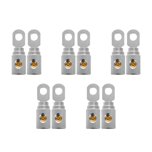 10Pcs Copper Car Audio Ring Terminal Connectors Silver Screw Fixing 1