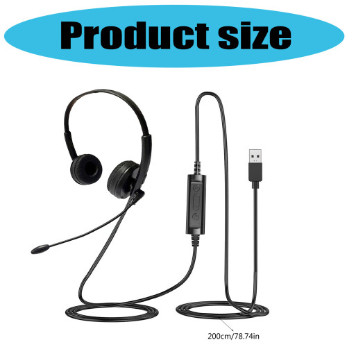 Computer Headset with Microphone Corded USB Headset for Laptop 2