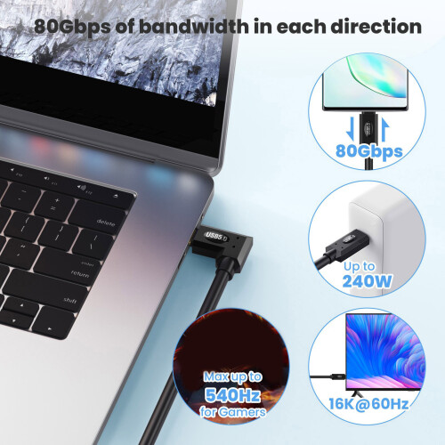 USB5.0 240W USB C to USB C Cable Support-Straight to straight 1
