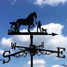 (A) Schmiedeeiserne Windfahnenstatue für den Außenbereich – Windrichtungsanzeiger aus Metall mit Dekorationen, Garten- und