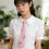 Traditional Uniform Necktie Knotted Metal Chain Polyester-White 6