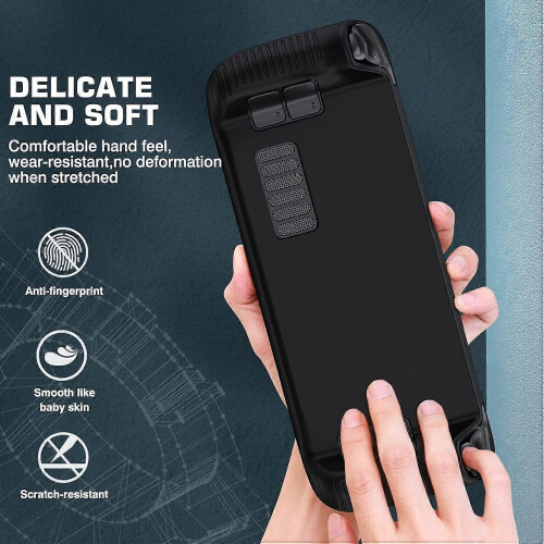 Protective Silicone Shockproof Non-Slip Handle Cover Compatible with Steam Deck 2022 Black 1