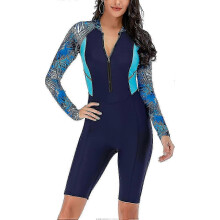 (Navy Blue 2935, XXL) Full Sleeve Athletic Swimsuit for Ladies - One Piece Wetsuit Swimwear