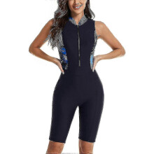(Navy Blue Sleeveless, M) Full Sleeve Athletic Swimsuit for Ladies - One Piece Wetsuit Swimwear