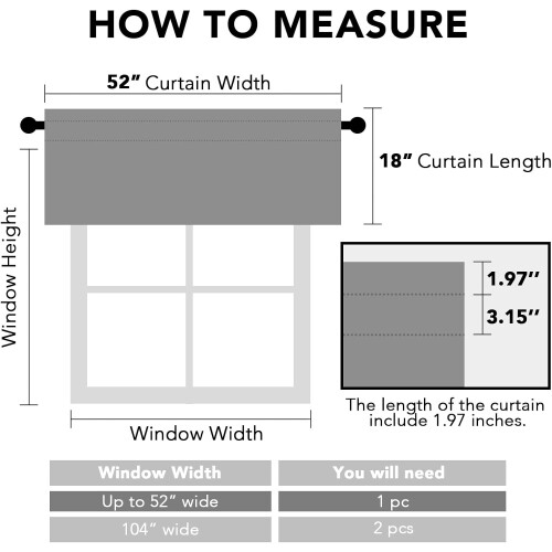 Ivory Curtains 2 Pack, 132.08 x 45.72 cm, for Small Windows, Kitchen and Bathroom, Light Filtering 1
