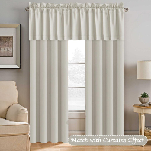 Ivory Curtains 2 Pack, 132.08 x 45.72 cm, for Small Windows, Kitchen and Bathroom, Light Filtering 2