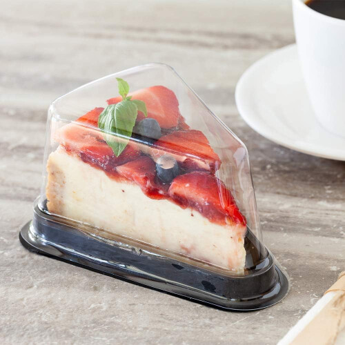 Cake Slice Containers 100 Pack Disposable Triangle Black Pie Boxes with Clear Lids for Pastry or Cheesecake 2