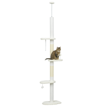 Krabpaal 225-255 cm, in hoogte verstelbaar. Kattentoren met 3 krabpalen en 2 ballen.