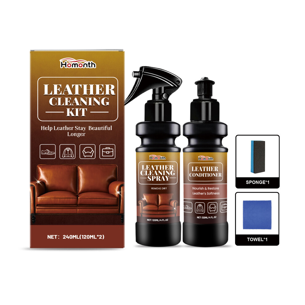 Homonth Leather Cleaning And Care Kit Leather Cleaning Spray Nourishing Care Agent Gloss Renovation Anti-Fouling 6921940605855