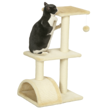 Krabpaal voor katten, 72 cm hoog, met hangende bal, crèmekleurig