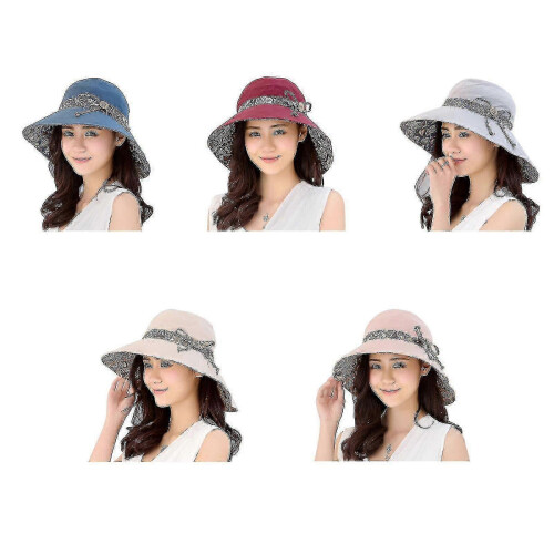 (Blue) Women's Wide Brim Foldable Sun Hat for Anti-UV Protection 2