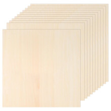 10 Pack Balsa Wood Sheets 12x12x1/16 Inch, Plywood for DIY Cutting, Crafts, Engraving