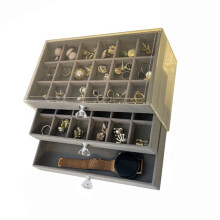 Scatola organizer per gioielli a 3 livelli, 22x13x10,5 cm, Trasparente