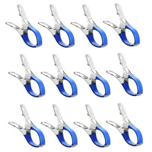 12pcs Stainless Steel Pool Cover Clips with Plastic Handle Heavy Duty Windproof Spring Clips
