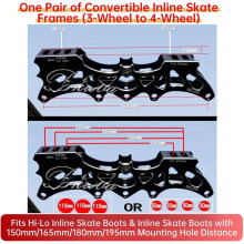 One Pair of Tri-Wheel Inline Skate Aluminum Alloy Frames, 2 Styles (43 Convertible) with Axles 5-Hole