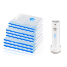 Travel Vacuum Bags with Electric Pump, 8 Pack Vacuum Seal Bags for Clothing Travel, Saving to 80% of Space