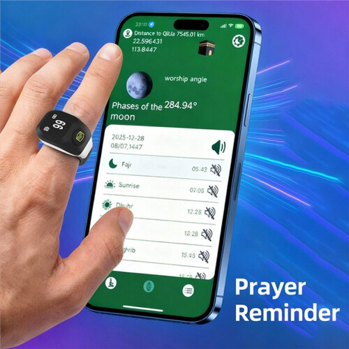3in1  Ring Counter with OLED Display,Interchangeable Shaft Electronic Tasbih Counter,for Prayer Black