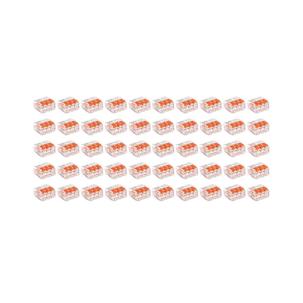 50Pcs Cable Connectors, Lever-Operated Cable Connectors, 3-Pole Electrical Terminal Blocks, Quick-Connect Terminals 4711551489874