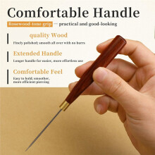 3 Sizes Awl Tool, Leather Sewing Awl with Wooden Handle,Scratch Awl Tool Sewing for DIY Leather Punching Stitching