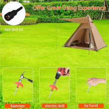 1 Set of Heavy-Duty Screw Tent Pegs, Drilled Rust-Proof Ground Anchors Tent Accessories for Camping Gardening Hiking