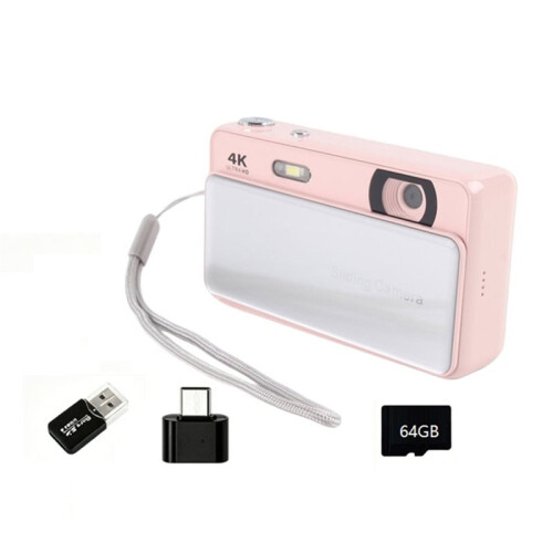 Câmera Digital Deslizante M15 4K HD com Tela IPS de 2,8 Polegadas, Foco Automático, Zoom de 16x e 64GB de Armazenamento