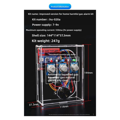 Gas Leak Detection Sensor Module Combustible Gas Monitor DIY Electronic Kit Development Board with Shell 2
