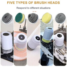 Electric Cleaning Brush Electric Spin Scrubber Bathroom Cordless Cleaning Brush with 5 Replaceable Brush Heads