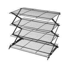 4-Tier Upgraded Foldable Cooling Rack Stackable Roasting Cooking Drying Wire Cooling Rack for Cookies Baking