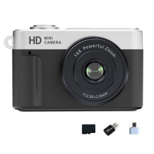 Minicámara de 8 GB, Cámara Digital 1080P, Zoom Digital 16X, Grabadora de Vídeo para Vlogs de Estilo Vintage, Cámara Web para Niños, Color Negro