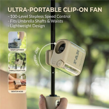 Hands-Free Wearable Waist Fan & Umbrella Clip- Fan Powerful Portable Fan Stepless Control Digital Display White