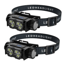 2 Stück Wiederaufladbare LED-Stirnlampen mit Zwei Lichtquellen, Superhell, Wasserdicht und Ideal zum Angeln, Campen und Arbeiten bei Nacht.