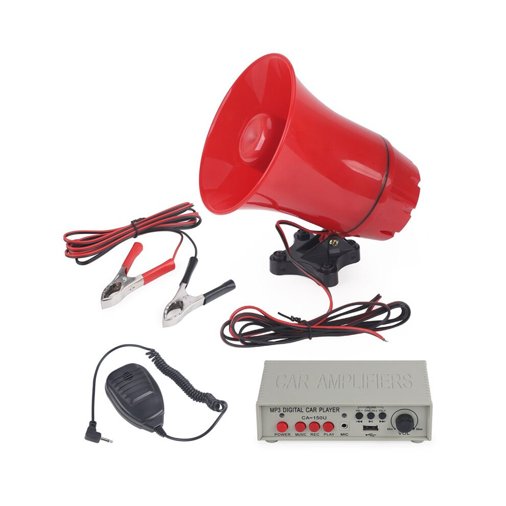 12V 130Db Car Warning Alarm Speaker Siren Horn With Amplifiers, Mic System And Card Reader Mp3 Player 4713120677842