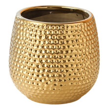 Elegant Gold Ceramic Flower Pot for Home- Phalaenopsis Orchid Pot with Electroplating Finish C