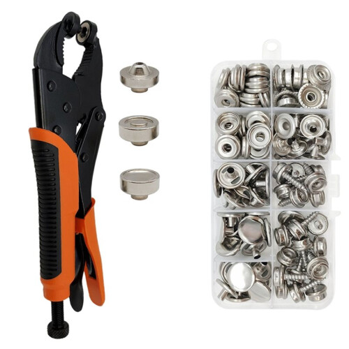 Heavy Duty Snap Fastener Tool Set, Adjustable Snap Button Kit Includes 40 Sets 15mm Stainless Replacing Metal Snaps