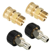 Pressure Washer Quick Connect Kit, Quick Disconnect Kit, Metric M22 14mm to 3/8" Quick Connect Kit, 5000 PSI