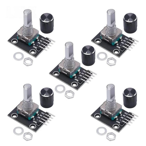 5pcs 360 Degree Rotary Encoder Module KY-040 Brick Sensor Development Board with 15 X 16.5 mm Buttons for