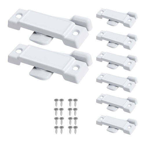 8-Pack White Window Sash Locks with Screws - 2-1/4'' Mounting Hole Centers for Vertical Sliding Window