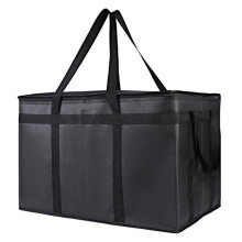 Insulated Food Delivery Bag with Hard Bottom, Dual Access Grocery/Catering Bag Black