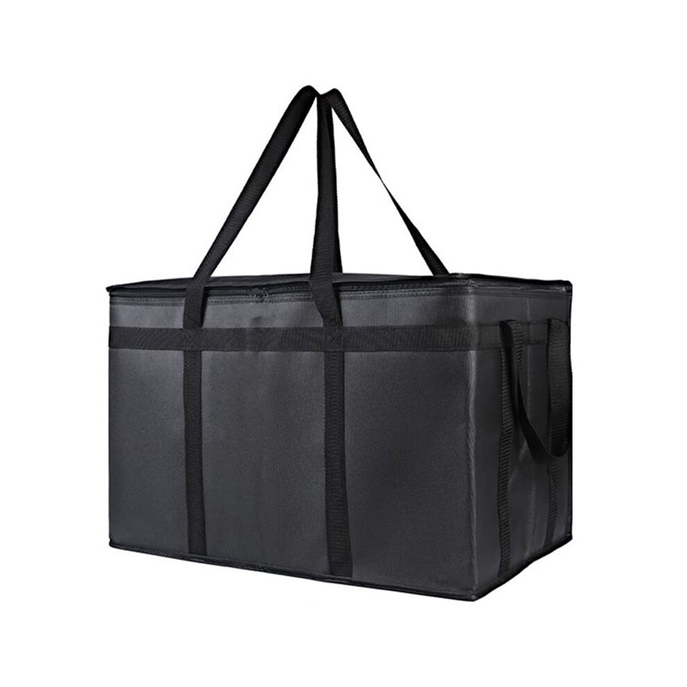 Saudism Insulated Food Delivery Bag With Hard Bottom, Dual Access Grocery/Catering Bag Black