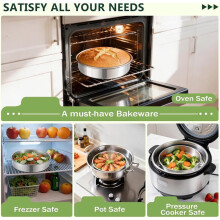 9 Inch Cake Pan Set of 2,Round Layer Cake Baking Pans, Stainless Steel Smash Cake Tin Bakeware for Cooking Steaming