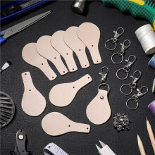 20 Pcs Leather Keychain Blank Kit PU Leather Key Swivel Hook Keyring for DIY Stamping Laser Engraving