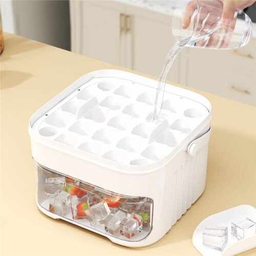 50- Ice Maker with Easy Press Cap, Double Layer Storage for Home Refrigeration 2