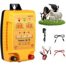 12V Electric Fence Device with LED Display, 2J 10 KV Waterproof for 12 Range, for Cattle, Sheep, Poultry, Us Plug