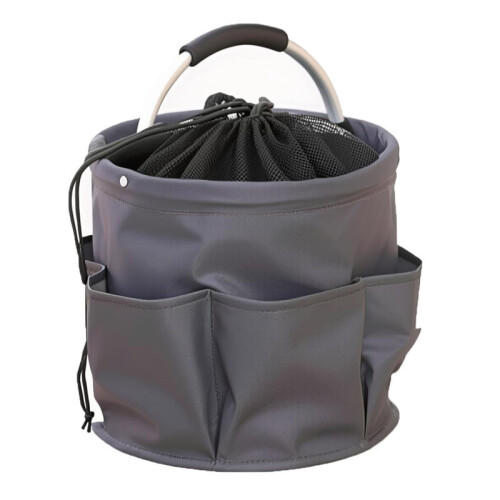 (Gray) Material Oxford Multifunctional Collapsible Basket With Drawstring Closure For Camping