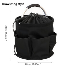 (Black) Material Oxford Multifunctional Collapsible Basket With Drawstring Closure For Camping