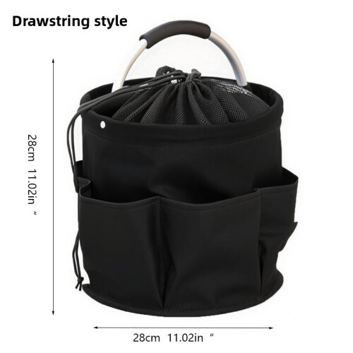 (Black) Material Oxford Multifunctional Collapsible Basket With Drawstring Closure For Camping