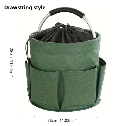 (Green) Material Oxford Multifunctional Collapsible Basket With Drawstring Closure For Camping