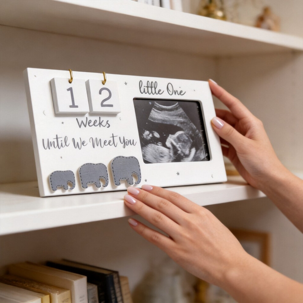 Week Wooden Pregnancy Countdown Photo Frame Ultrasound Baby Sonogram Pregnancy Gift Frame 692489733618